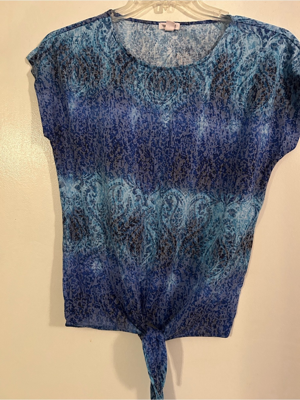 Westport Blue Tie-Front Patterned Crop Top
